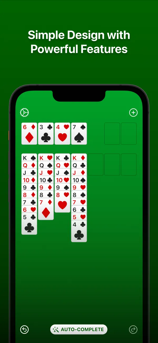 Solitaire cards on an iPhone game board