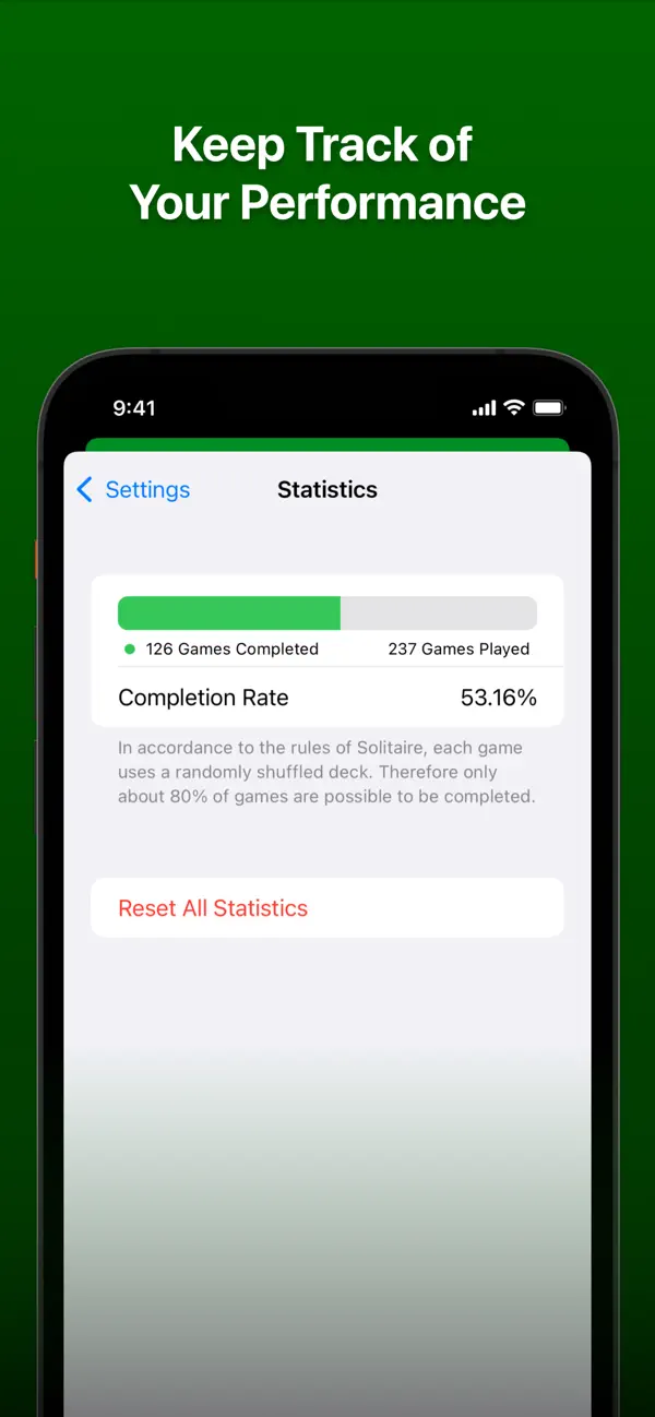 Solitaire statistics on iPhone