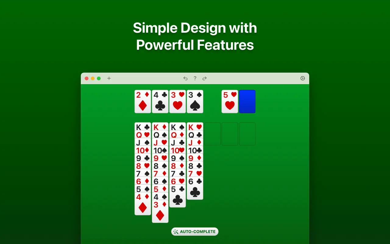Solitaire cards on a Mac game board